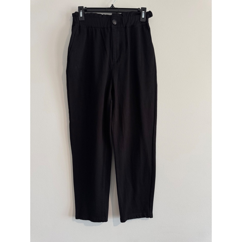 Zara High Waisted Paperbag Pants Women S Black Elastic Waist Trousers Capsule